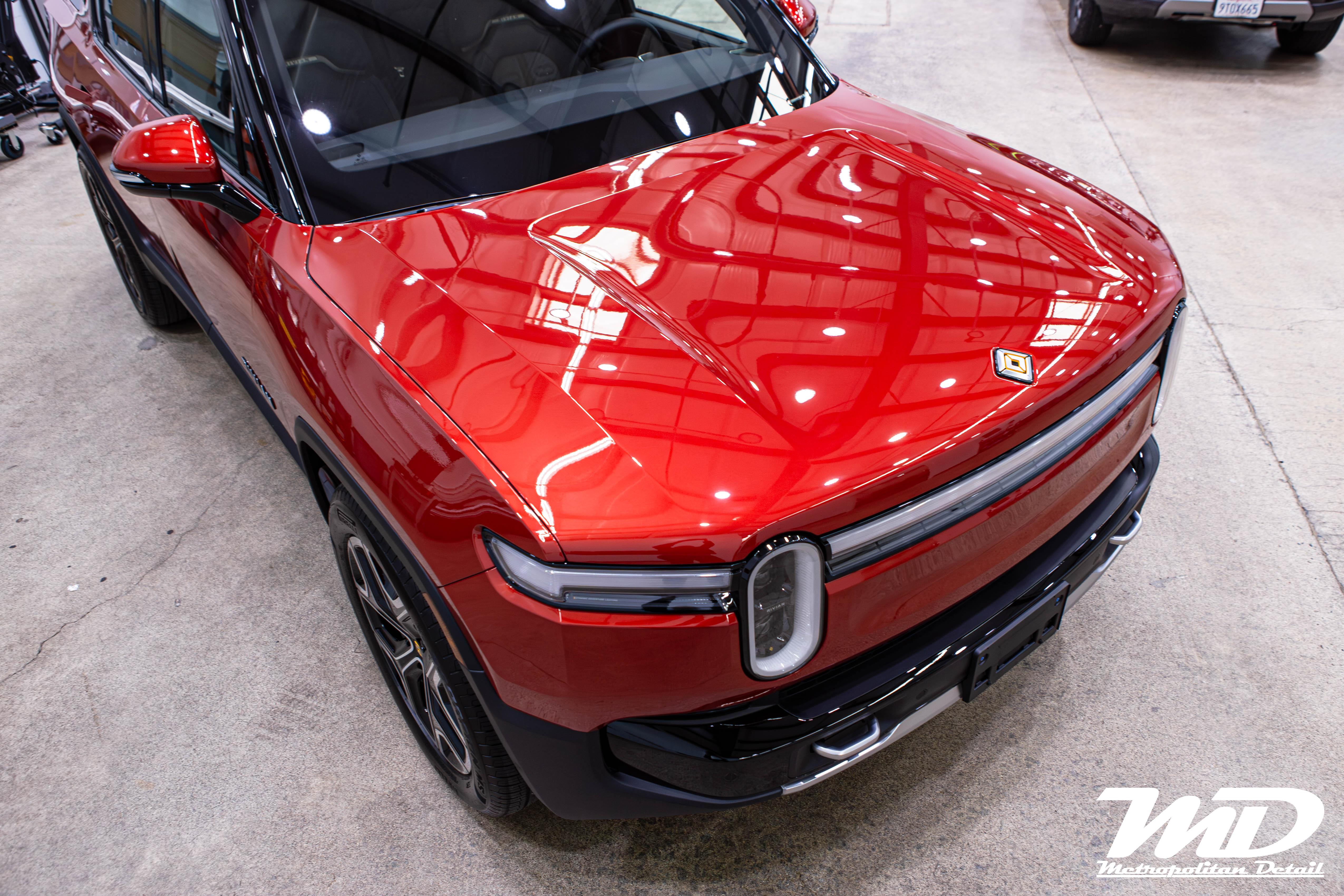 Rivian R1S hood protected with film