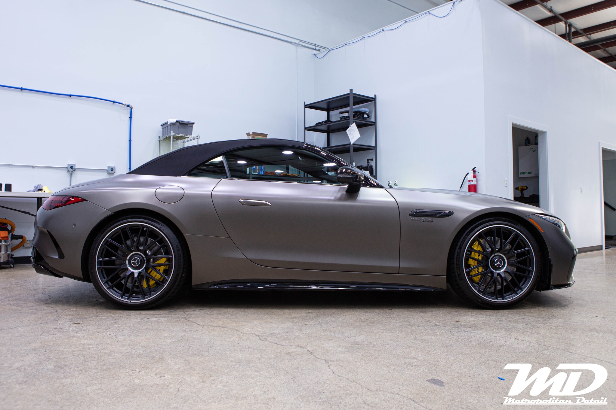 Mercedes AMG SL 63 in satin matte film at Metropolitan Detail