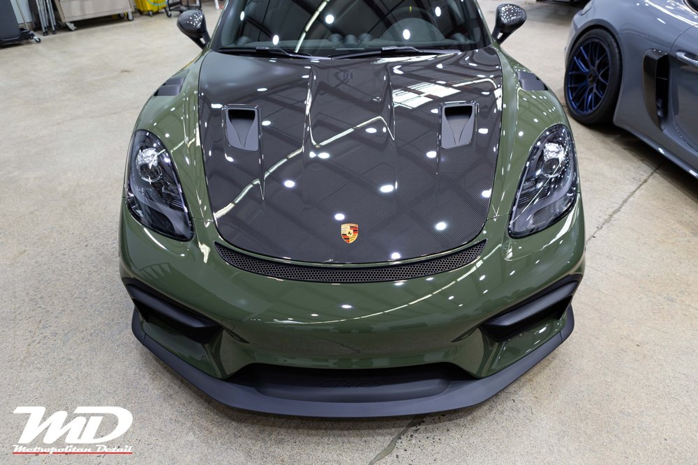 Andalusia Green GT4 RS carbon hood with paint protection film