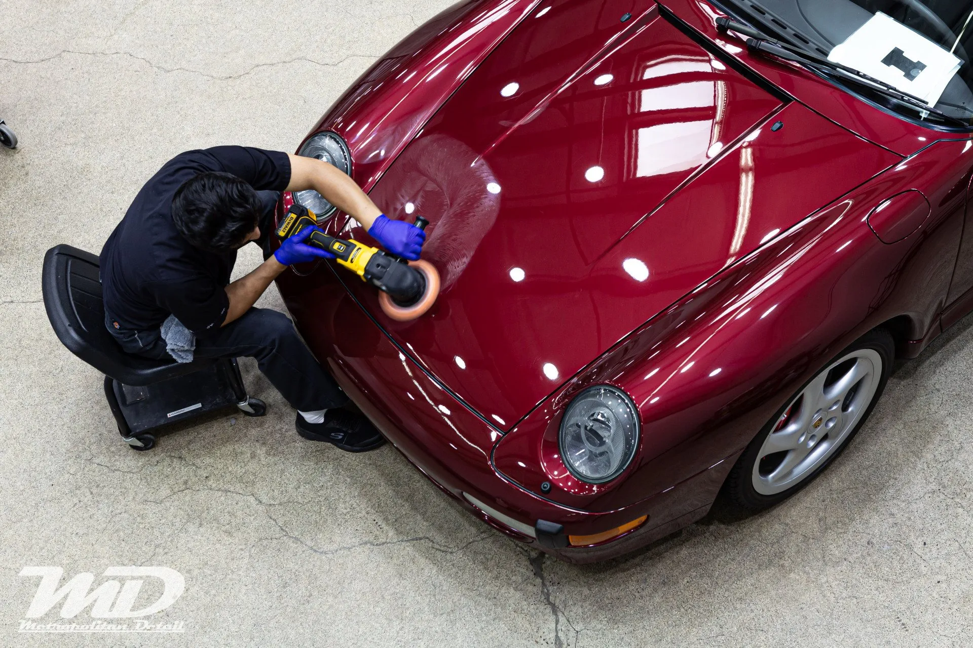 Paint correction and detailing on a Porsche