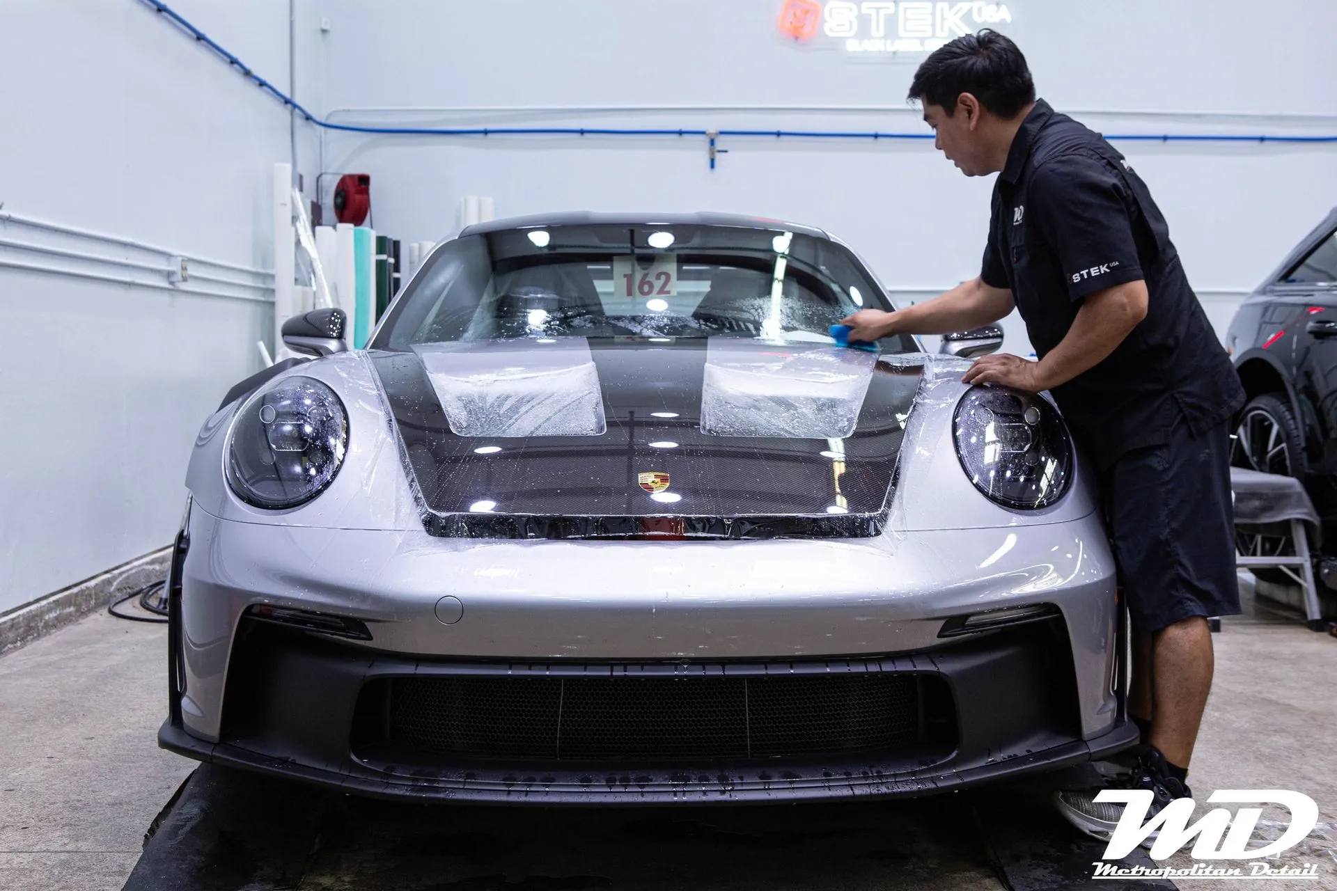 Paint protection film installed on a Porsche